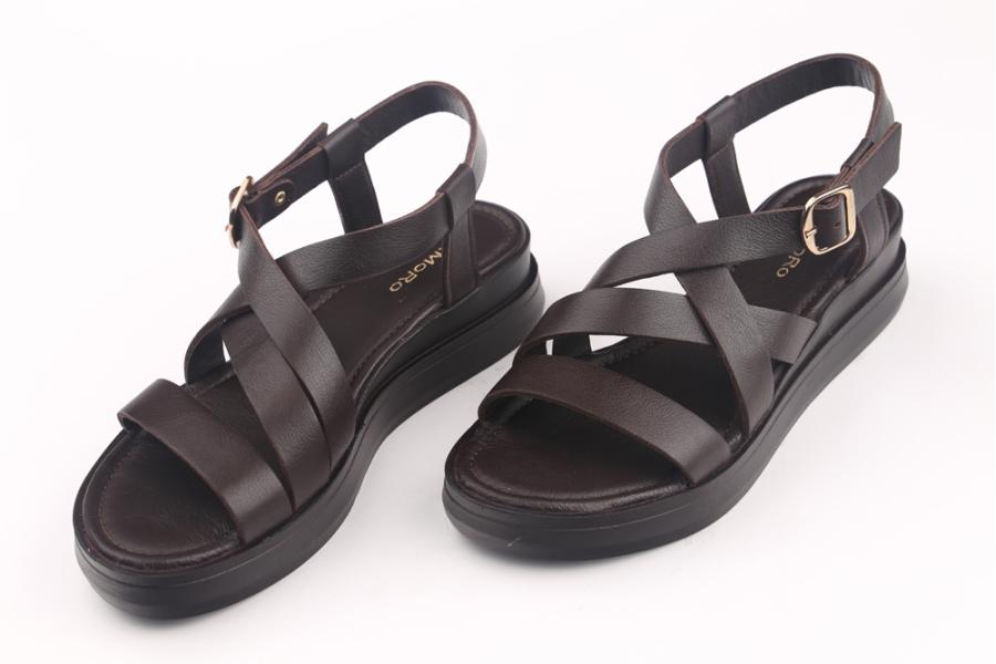 d.moro shoes Women Leather Sandals for summer: PİKO-11 Brown Leather (Wholesale)