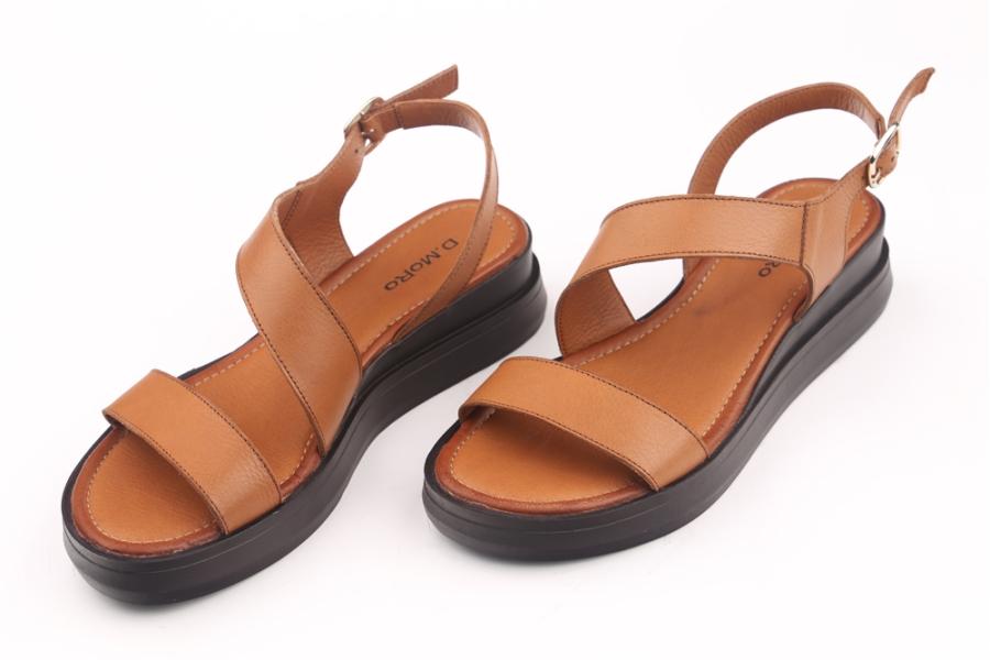 d.moro shoes Women Leather Sandals for summer: PİKO-8 Tan Leather (Wholesale)