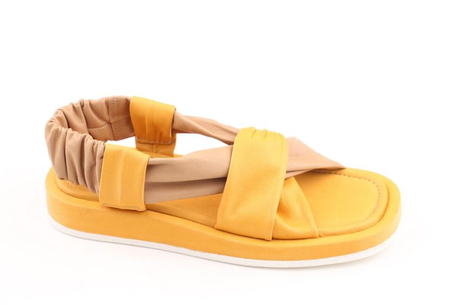 d.moro shoes Women Leather Sandals for summer: TAŞ-242 Yellow Tan Leather (Wholesale)
