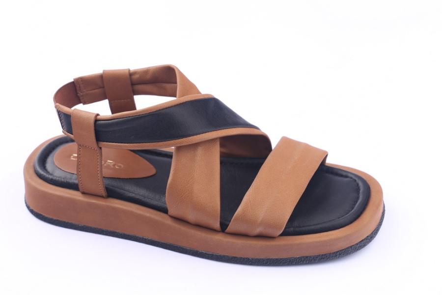 d.moro shoes Women Leather Sandals for summer: TAŞ-250 Brown Black Leather (Wholesale)