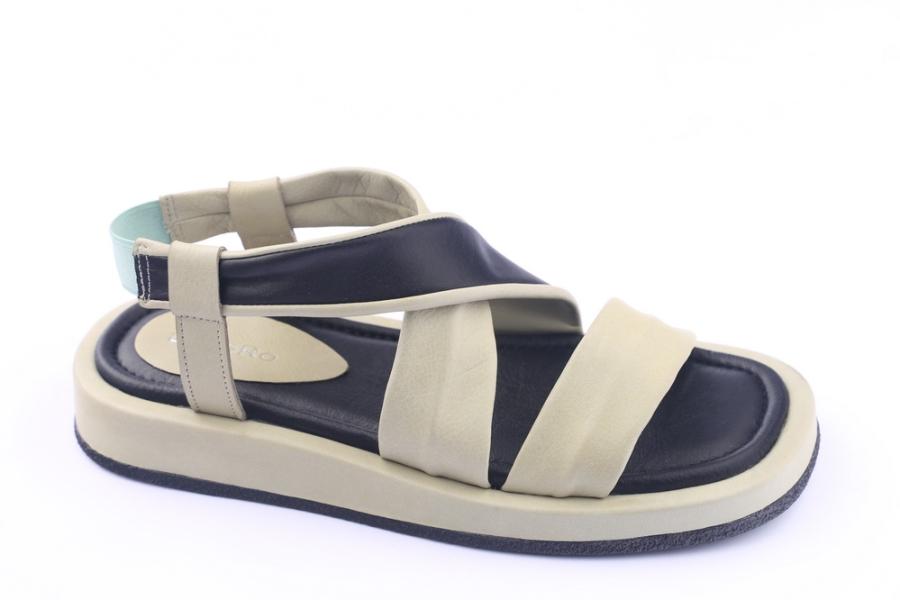 d.moro shoes Women Leather Sandals for summer: TAŞ-250 Light Green Black Leather (Wholesale)