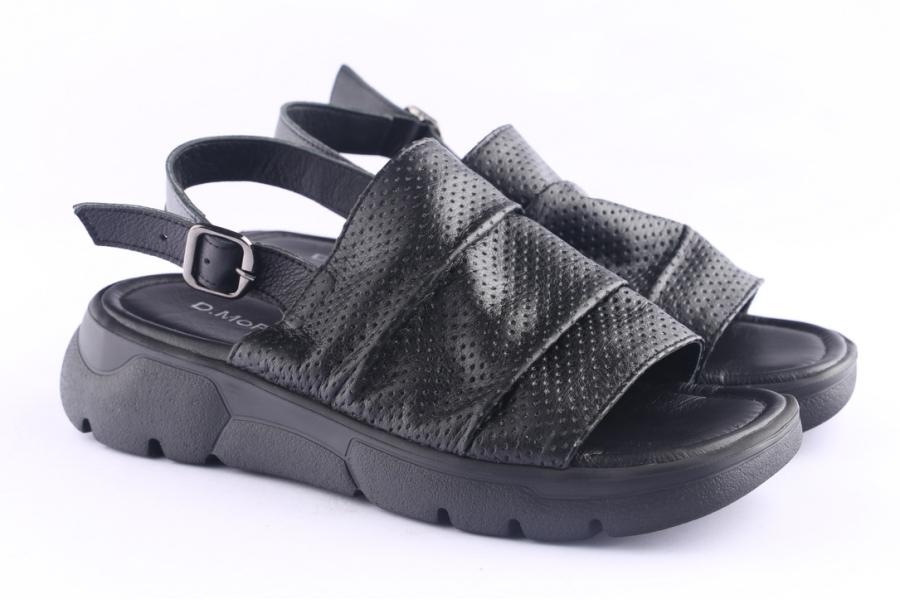 D.moro Shoes Women Leather Sandals For Summer: TAŞ-257 (Delikli) Black (Wholesale)