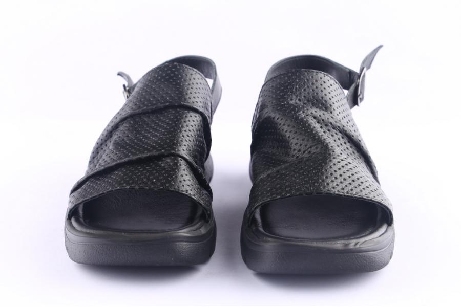 D.moro Shoes Women Leather Sandals For Summer: TAŞ-257 (Delikli) Black (Wholesale)