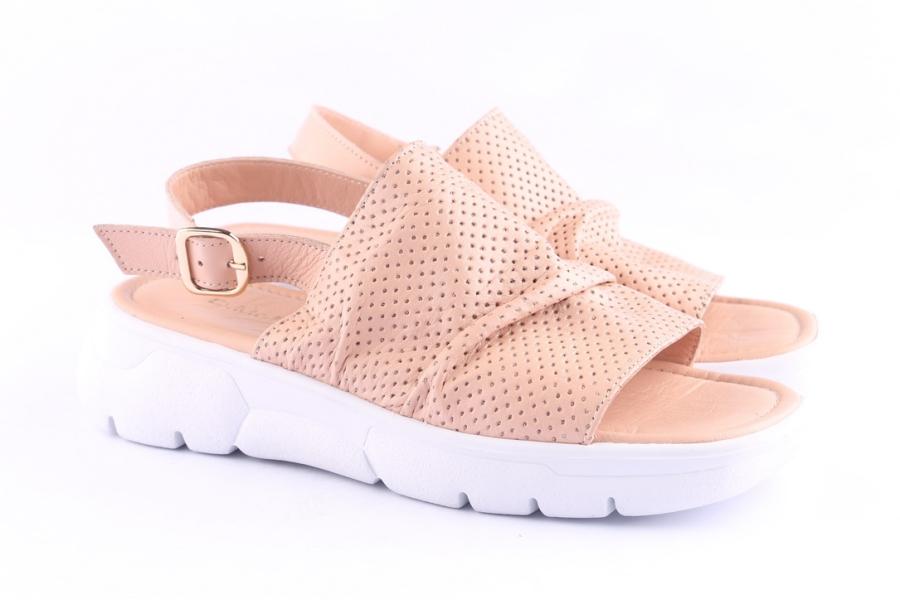 D.moro Shoes Women Leather Sandals For Summer: TAŞ-257 (Delikli) Cream (Wholesale)