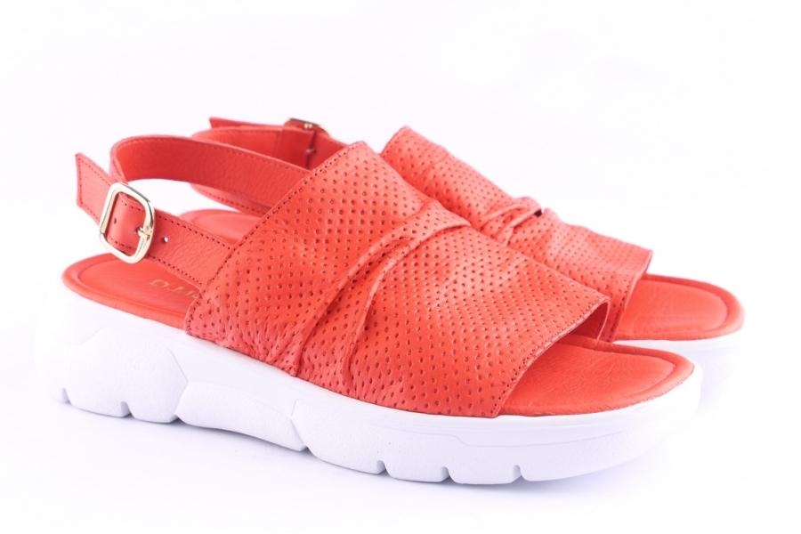 D.moro Shoes Women Leather Sandals For Summer: TAŞ-257 (Delikli) Red (Wholesale)