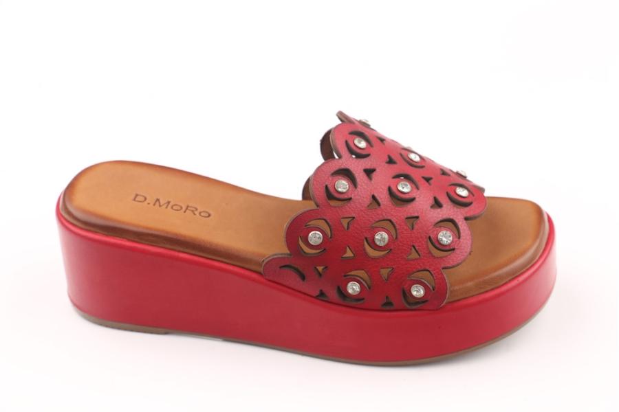 d.moro shoes Women Leather Slippers for summer: 053 Red Leather (Wholesale)