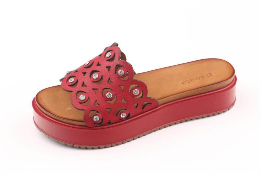 d.moro shoes Women Leather Slippers for summer: 053 Red Leather (Wholesale)