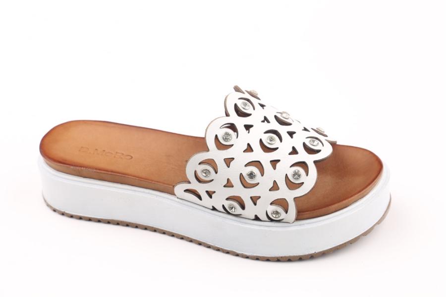 d.moro shoes Women Leather Slippers for summer: 053 White Leather (Wholesale)