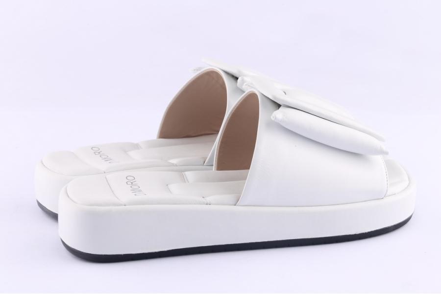 D.moro Shoes Women Leather Slippers For Summer: 12970 White (Wholesale)