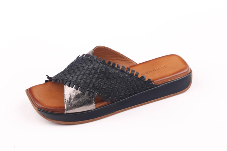 d.moro shoes Women Leather Slippers for summer: 208 Black Brown Leather (Wholesale)