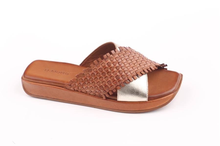 d.moro shoes Women Leather Slippers for summer: 208 Tan Gold Leather (Wholesale)