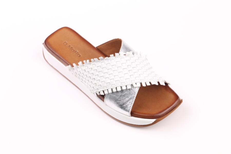 d.moro shoes Women Leather Slippers for summer: 208 White Silver Leather (Wholesale)