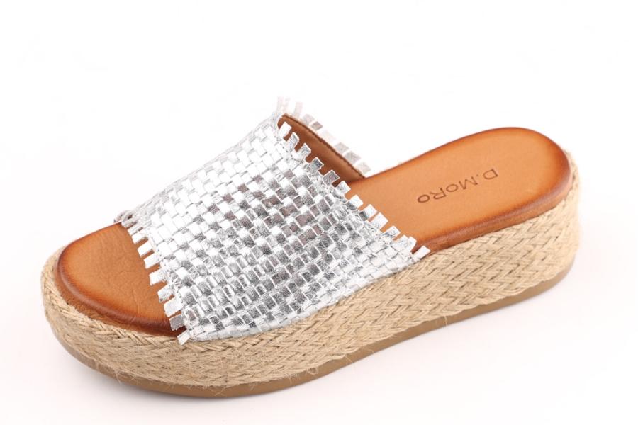 d.moro shoes Women Leather Slippers for summer: 209 Silver Leather (Wholesale)