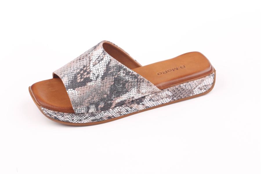 d.moro shoes Women Leather Slippers for summer: 220 Snake Brown Leather (Wholesale)