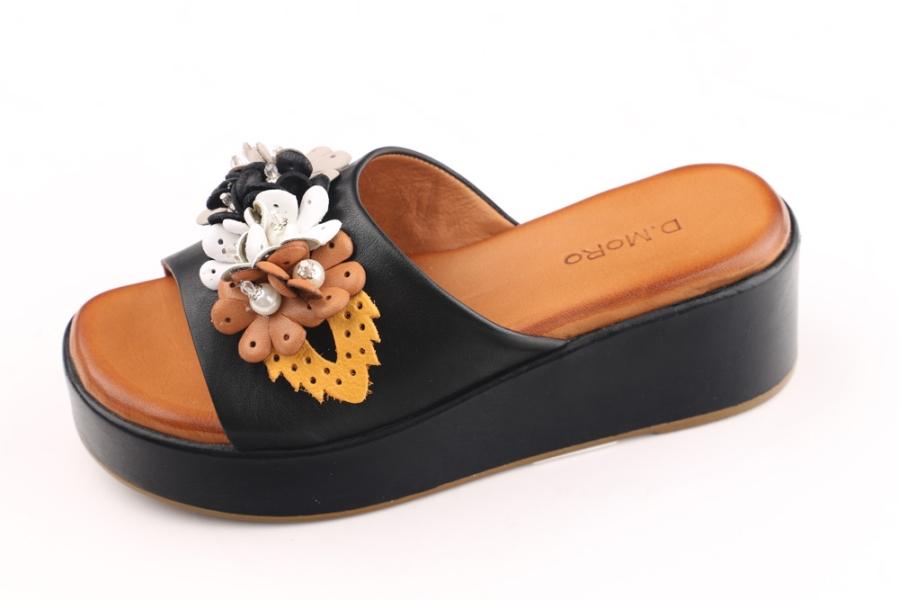 d.moro shoes Women Leather Slippers for summer: 259 Black Leather (Wholesale)