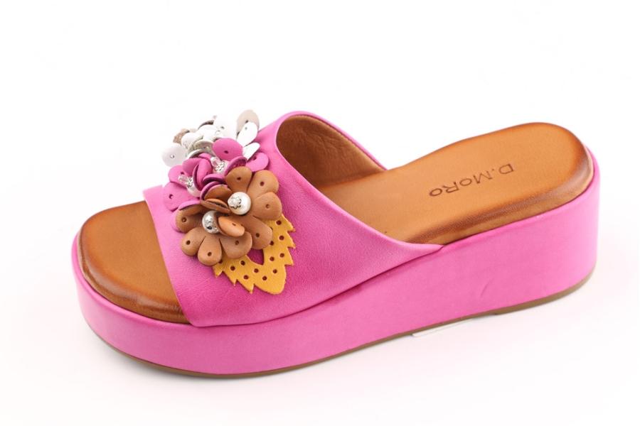d.moro shoes Women Leather Slippers for summer: 259 Fuchsia Leather (Wholesale)