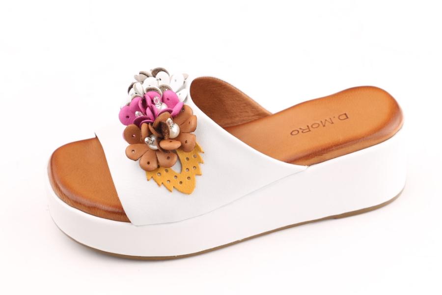d.moro shoes Women Leather Slippers for summer: 259 White Leather (Wholesale)