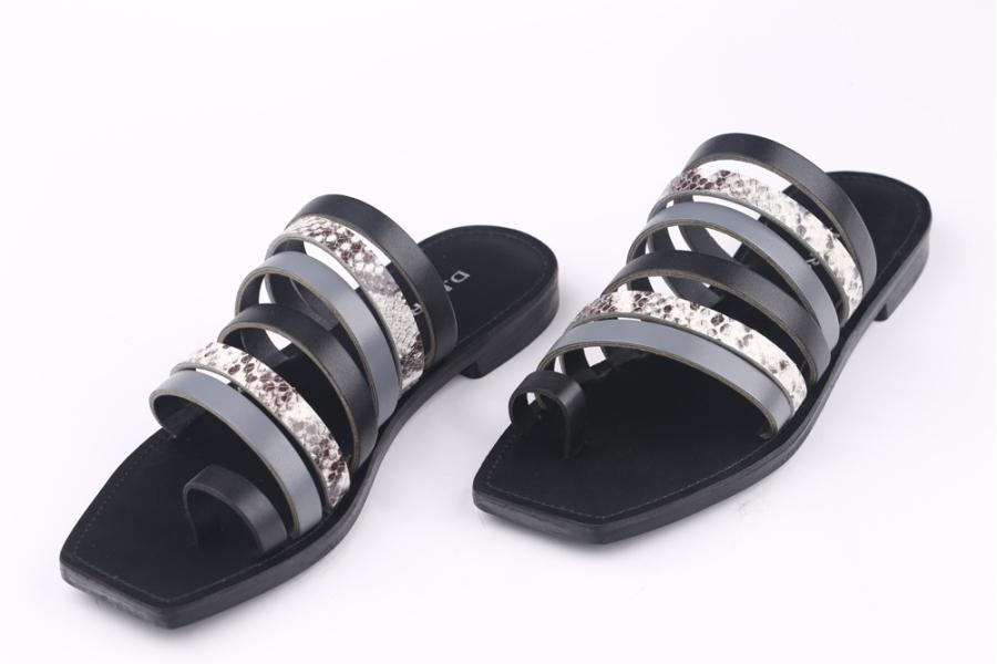 d.moro shoes Women Leather Slippers for summer: 707-56 Mix Color Black Leather (Wholesale)