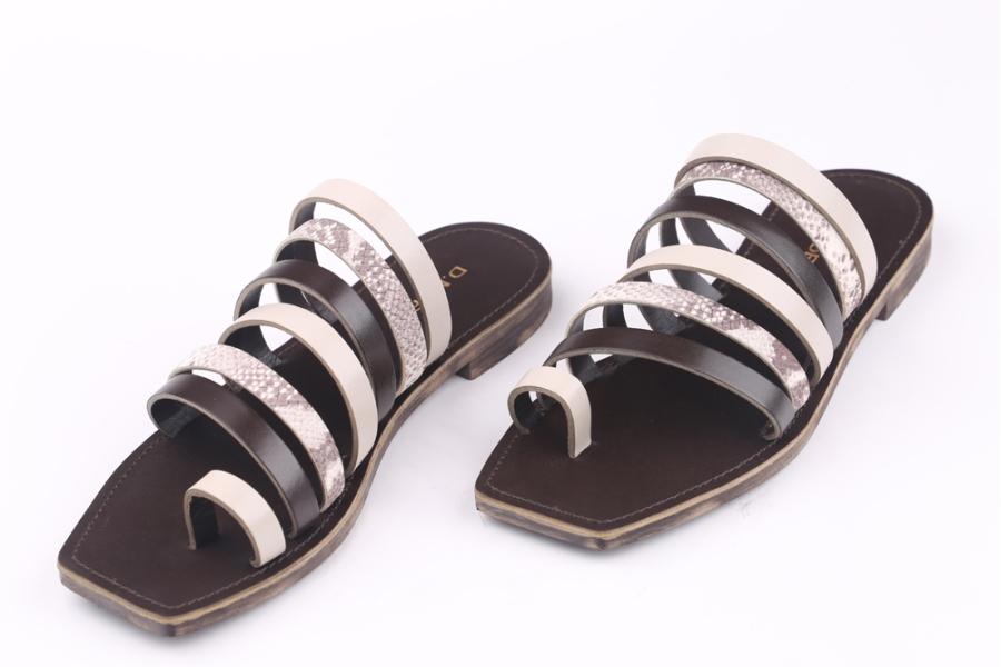 d.moro shoes Women Leather Slippers for summer: 707-56 Mix Color Brown Leather (Wholesale)