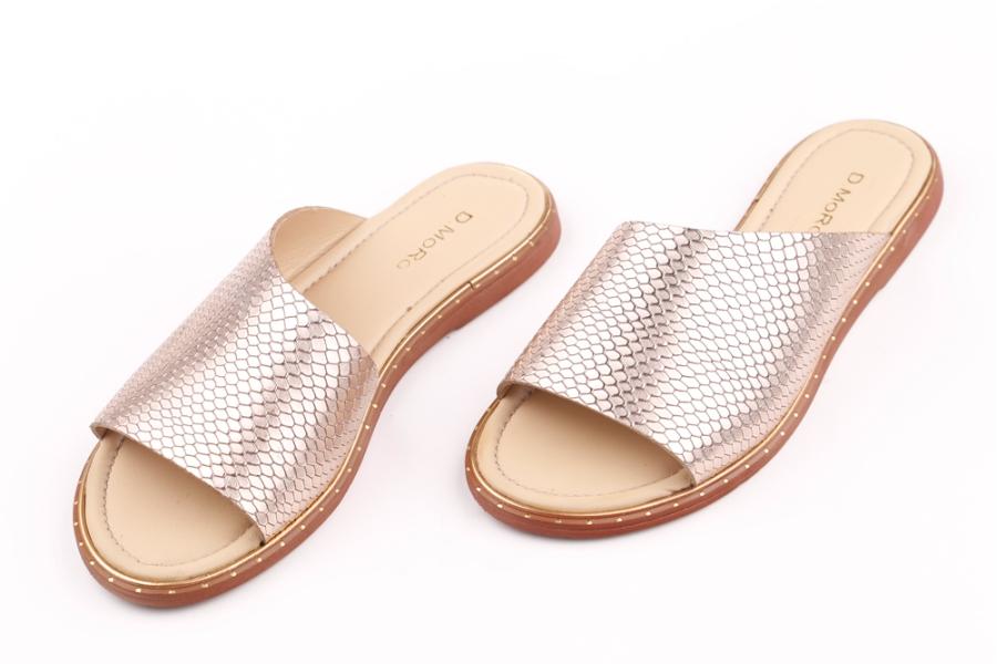 d.moro shoes Women Leather Slippers for summer: 707-77 Gold Beige Leather (Wholesale)
