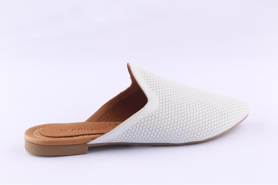 D.moro Shoes Women Leather Slippers For Summer: ARJ-055 White (Wholesale)