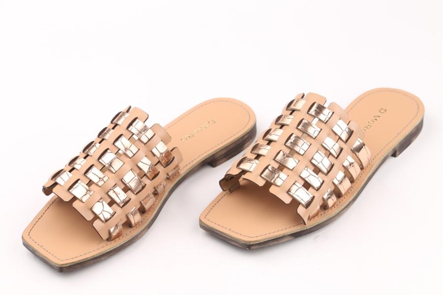d.moro shoes Women Leather Slippers for summer: COSS-3 Silver Beige Leather (Wholesale)