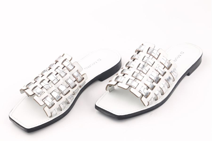 d.moro shoes Women Leather Slippers for summer: COSS-3 Silver White Leather (Wholesale)