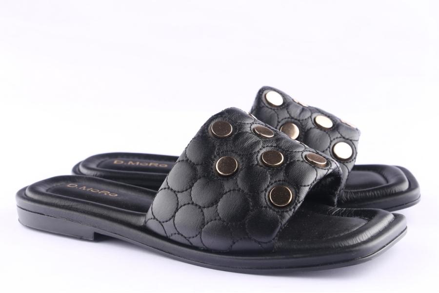 D.moro Shoes Women Leather Slippers For Summer: CRM-3 Black (Wholesale)