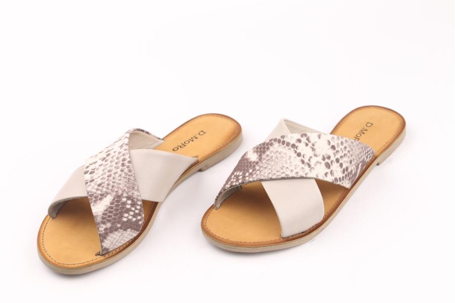 d.moro shoes Women Leather Slippers for summer: EVA-11 Bone Snake Leather (Wholesale)