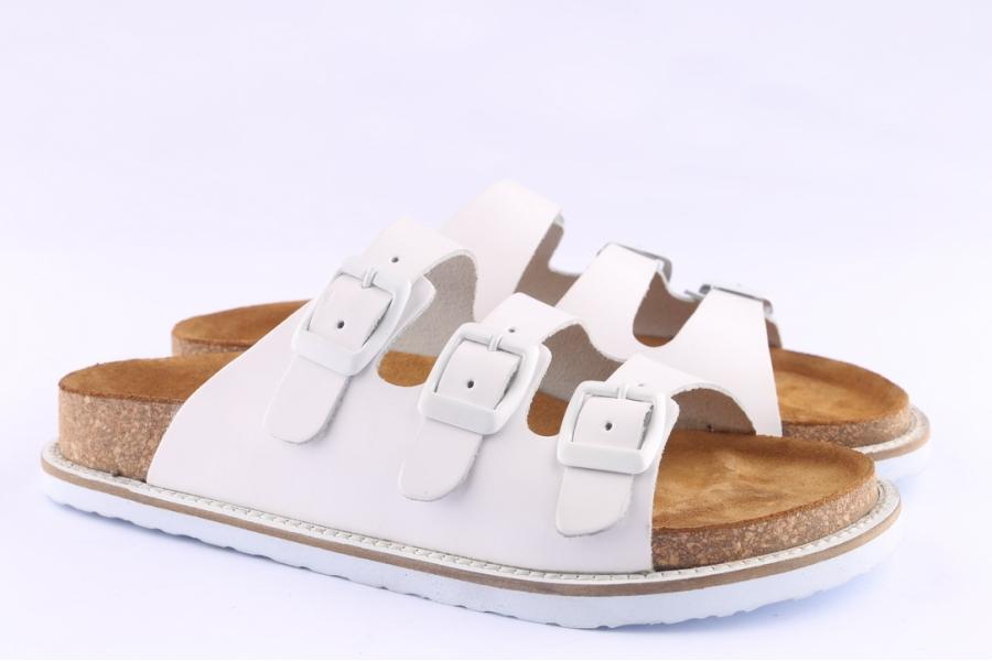 D.moro Shoes Women Leather Slippers For Summer: KAR White (Wholesale)