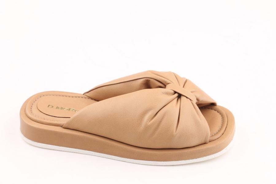 d.moro shoes Women Leather Slippers for summer: LVİ-1 Dark Beige Leather (Wholesale)