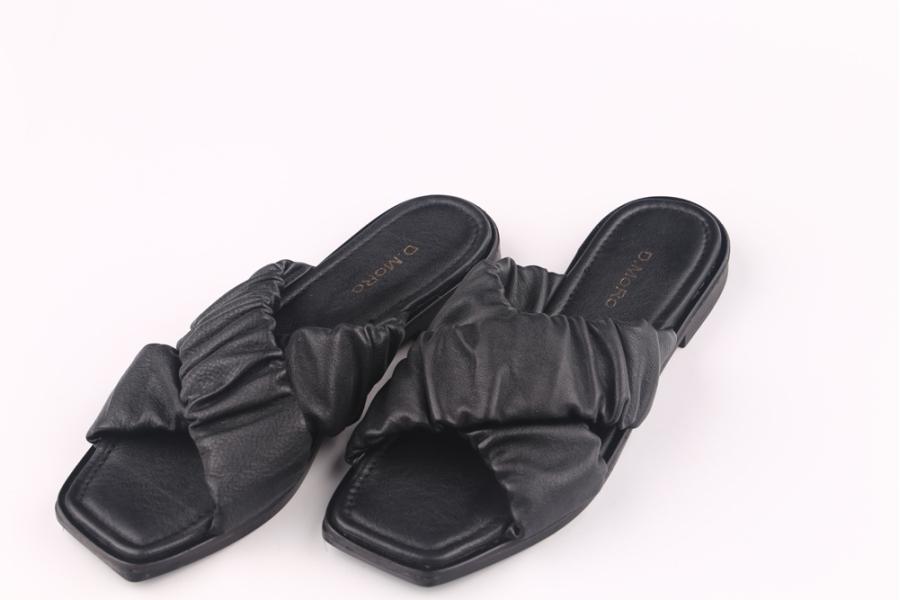 d.moro shoes Women Leather Slippers for summer: LVİ-7 Black Leather (Wholesale)