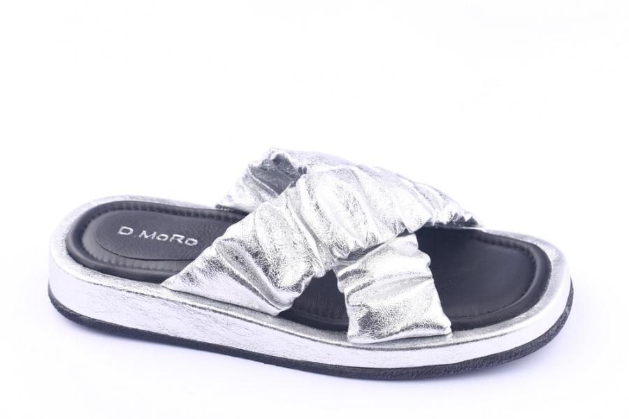 d.moro shoes Women Leather Slippers for summer: LVİ-7 Silver Leather (Wholesale)