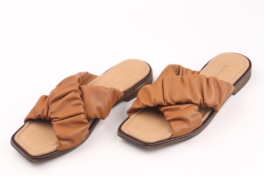 d.moro shoes Women Leather Slippers for summer: LVİ-7 Tan Leather (Wholesale)