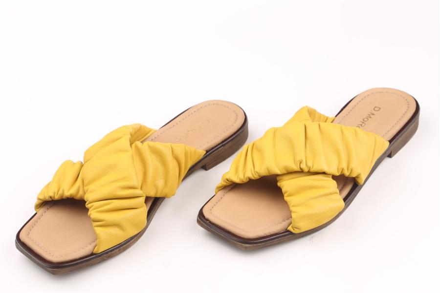 d.moro shoes Women Leather Slippers for summer: LVİ-7 Yellow Leather (Wholesale)
