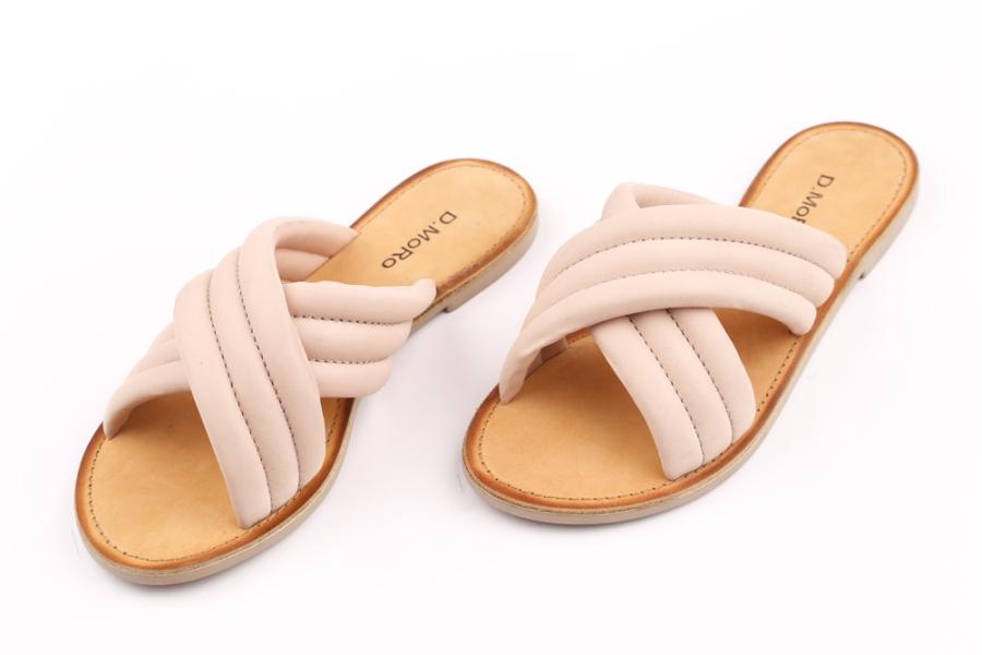 d.moro shoes Women Leather Slippers for summer: MORO-1 Beige Leather (Wholesale)