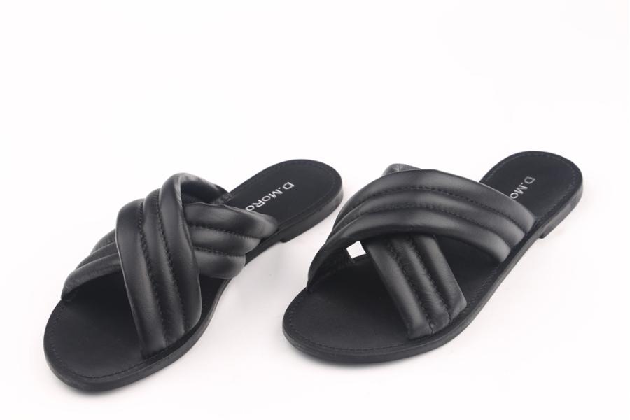 d.moro shoes Women Leather Slippers for summer: MORO-1 Black Leather (Wholesale)