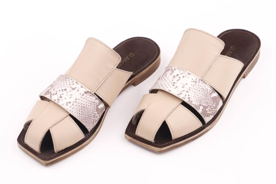 d.moro shoes Women Leather Slippers for summer: MORO-11 Beige Snake Leather (Wholesale)