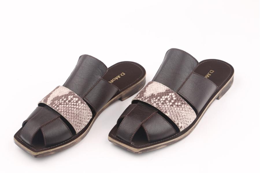 d.moro shoes Women Leather Slippers for summer: MORO-11 Brown Snake Leather (Wholesale)