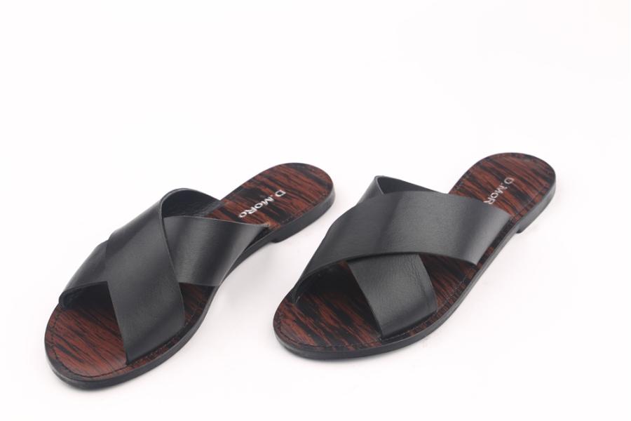 d.moro shoes Women Leather Slippers for summer: MORO-16 Black Leather (Wholesale)