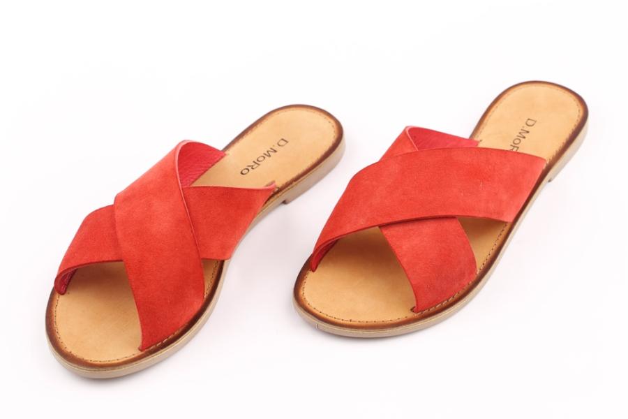 d.moro shoes Women Leather Slippers for summer: MORO-16 Red Leather (Wholesale)