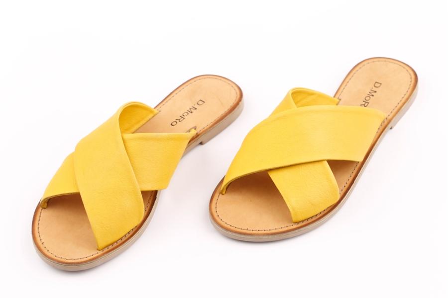 d.moro shoes Women Leather Slippers for summer: MORO-16 Yellow Leather (Wholesale)