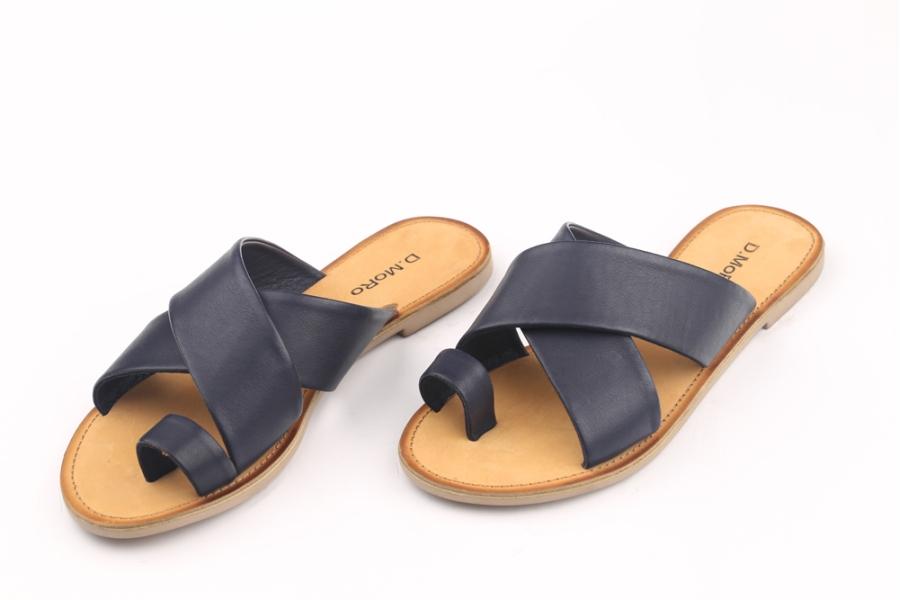 d.moro shoes Women Leather Slippers for summer: MORO-17 Navy Blue Leather (Wholesale)