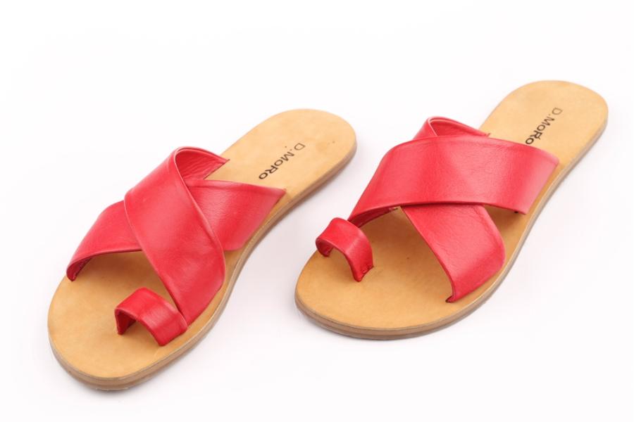 d.moro shoes Women Leather Slippers for summer: MORO-17 Red Leather (Wholesale)