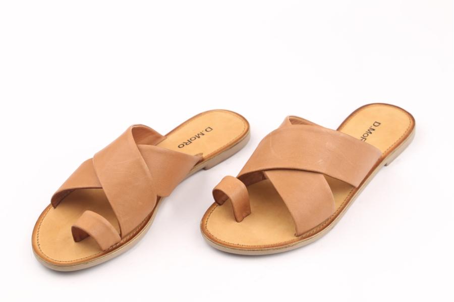 d.moro shoes Women Leather Slippers for summer: MORO-17 Tan Leather (Wholesale)