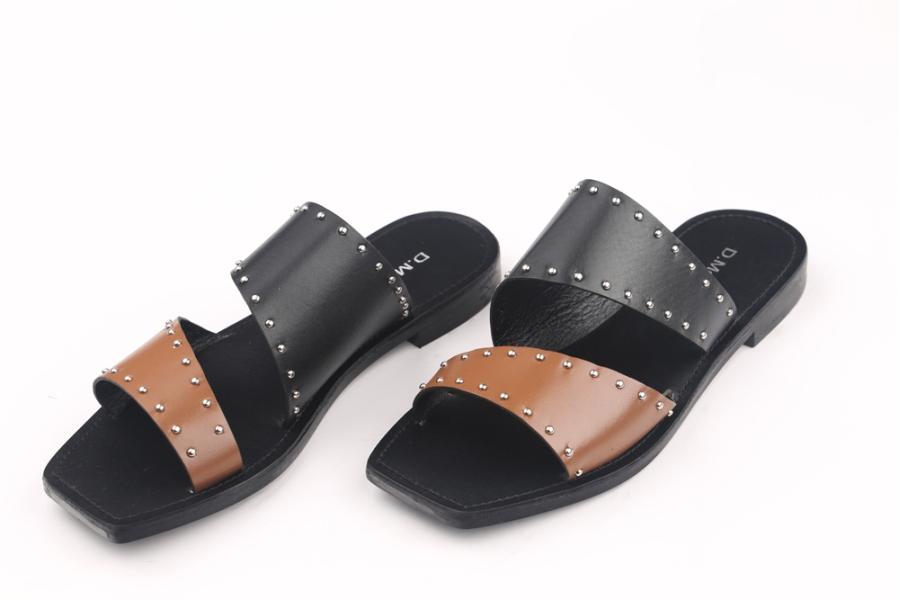 d.moro shoes Women Leather Slippers for summer: MORO-22 Black Brown Leather (Wholesale)