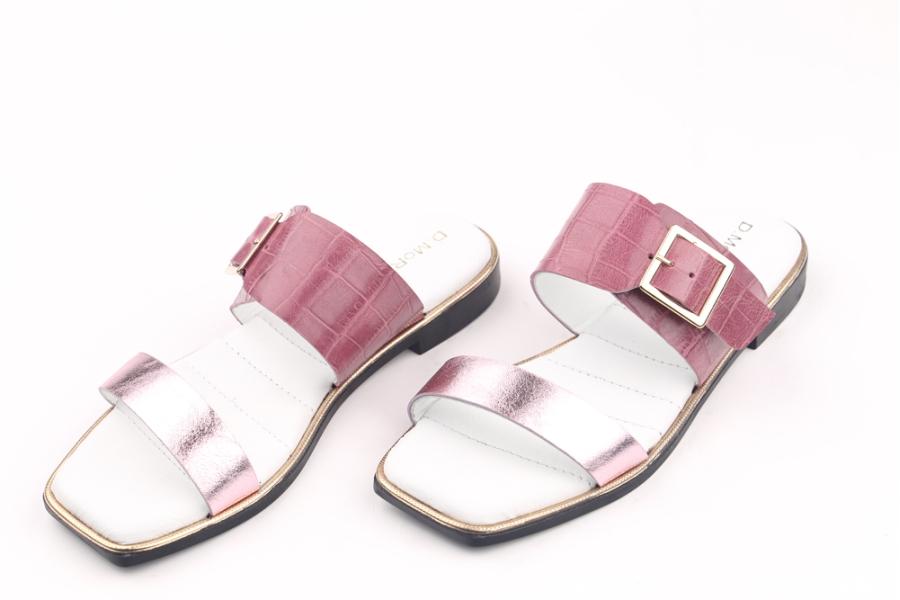 d.moro shoes Women Leather Slippers for summer: MORO-34 Silver Purple Leather (Wholesale)