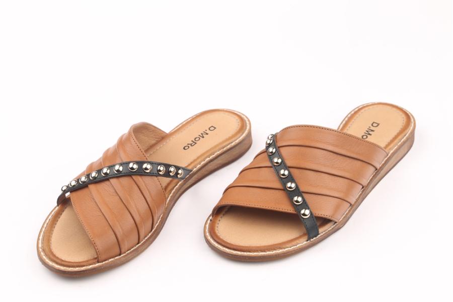 d.moro shoes Women Leather Slippers for summer: MORO-40 Tan Leather (Wholesale)