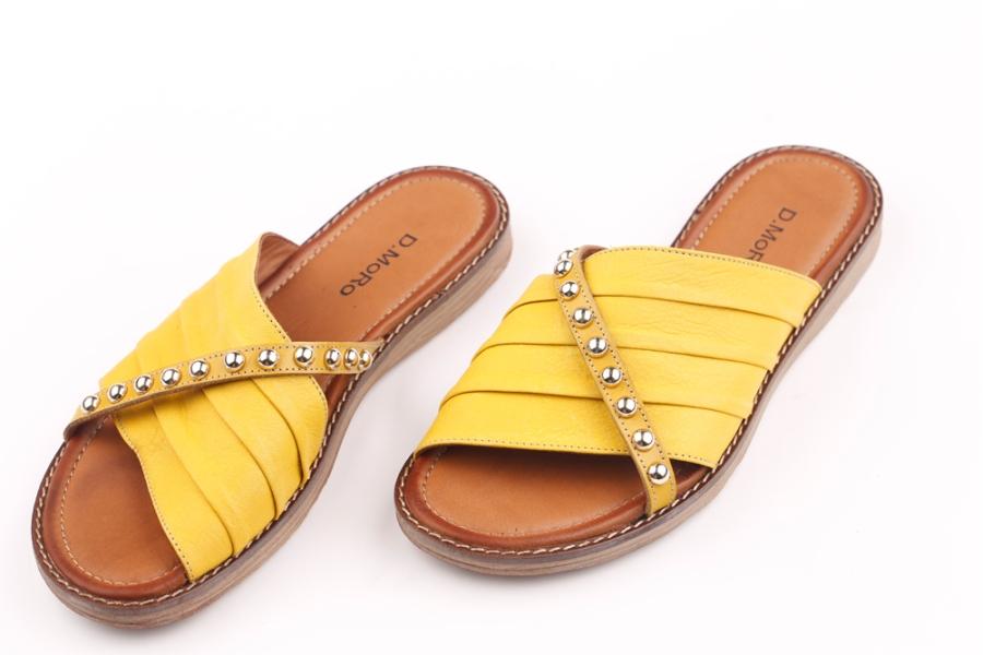 d.moro shoes Women Leather Slippers for summer: MORO-40 Yellow Leather (Wholesale)