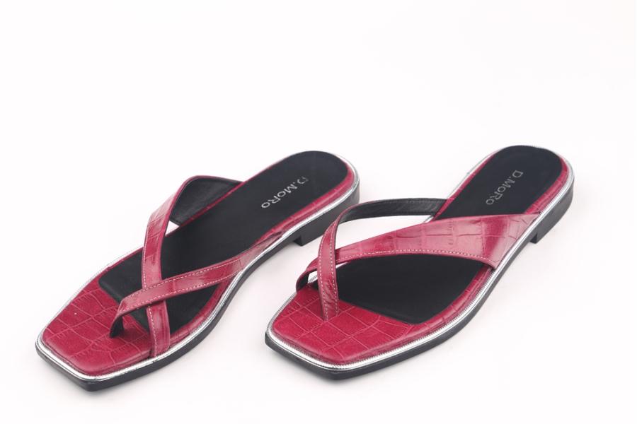 d.moro shoes Women Leather Slippers for summer: MORO-42 Dark Red Leather (Wholesale)